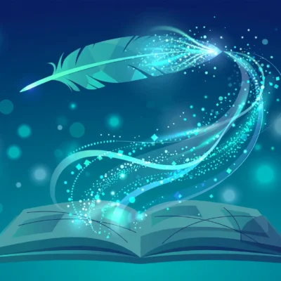 Best AI writing tools 2026 comparison: glowing quill pen transforming into digital light streams