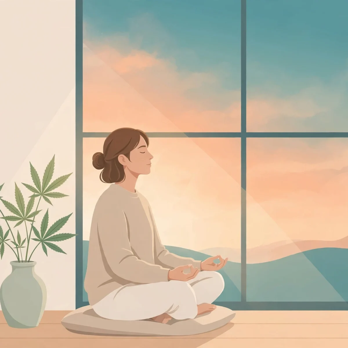 What are CBD gummies health benefits: calm wellness meditation illustration