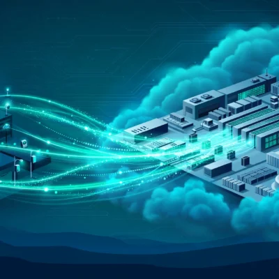 Edge computing vs cloud computing comparison with data flowing between devices, edge nodes, and cloud servers