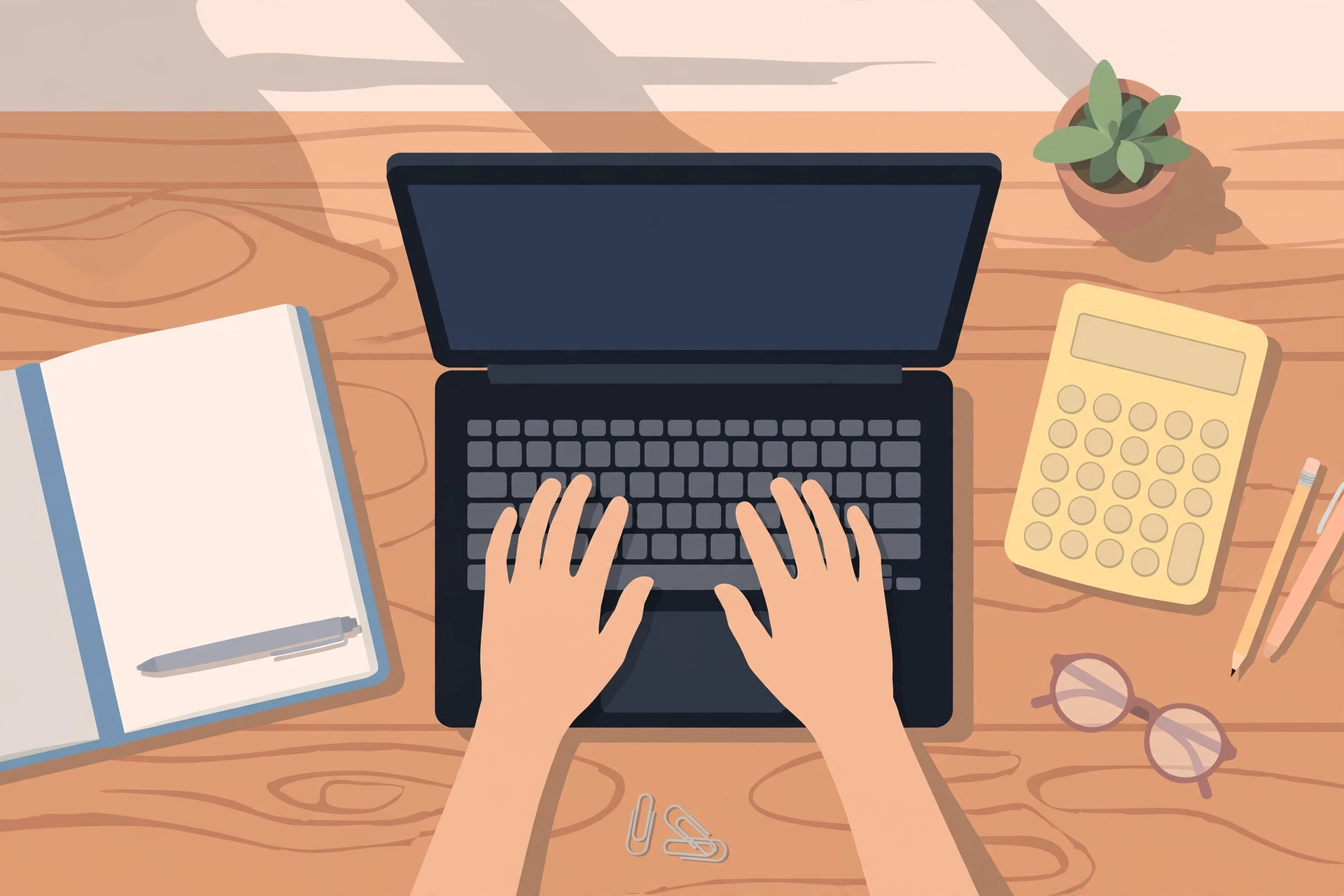 Freelancer calculating service rates on a laptop