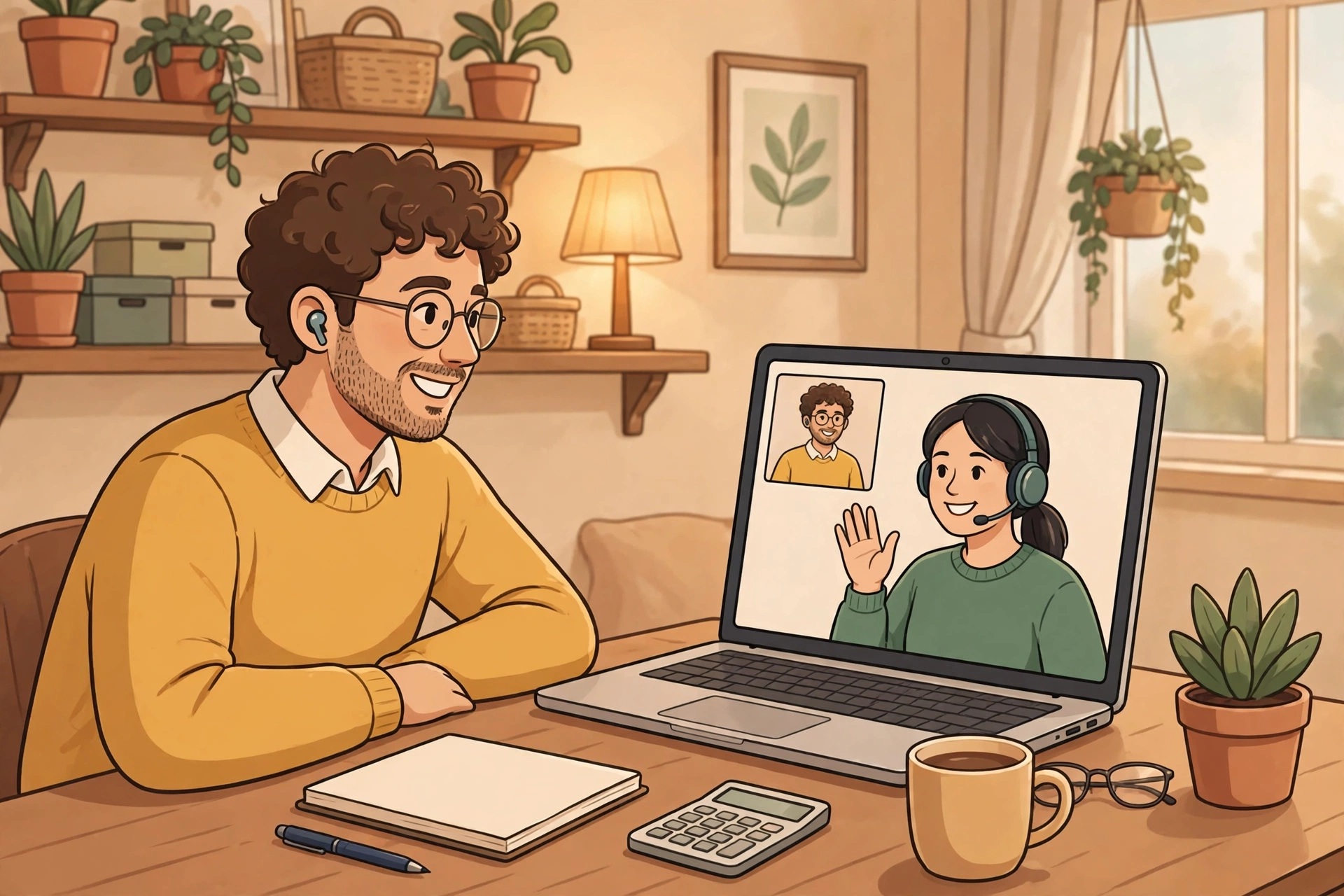 Freelancer discussing pricing on a video call with a client