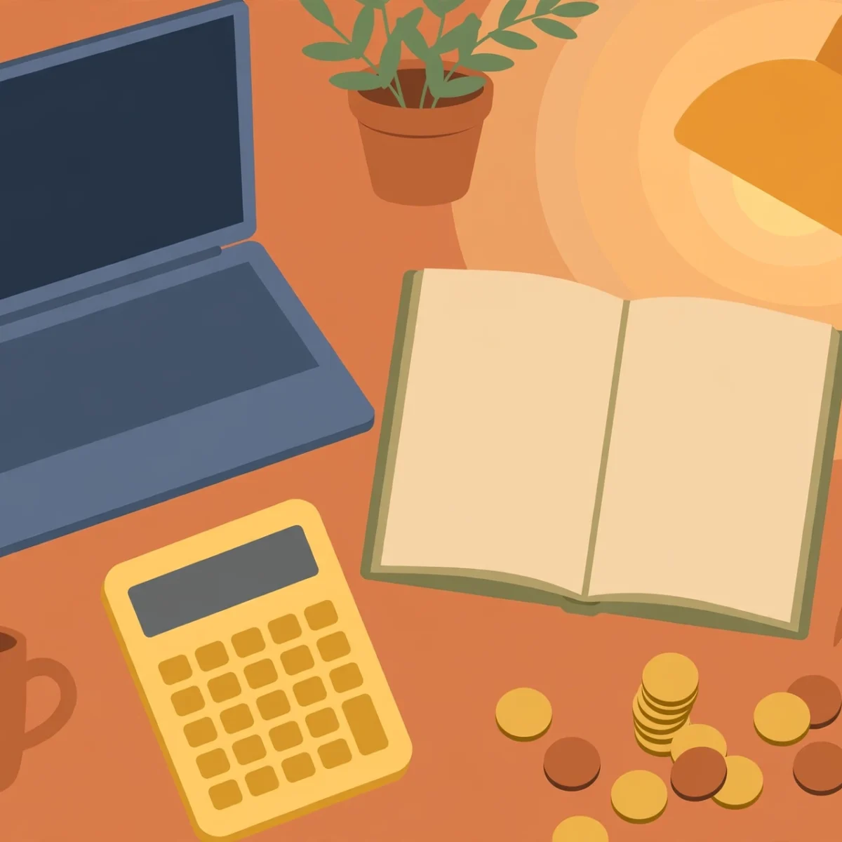 How to price freelance services: desk with calculator and notebook