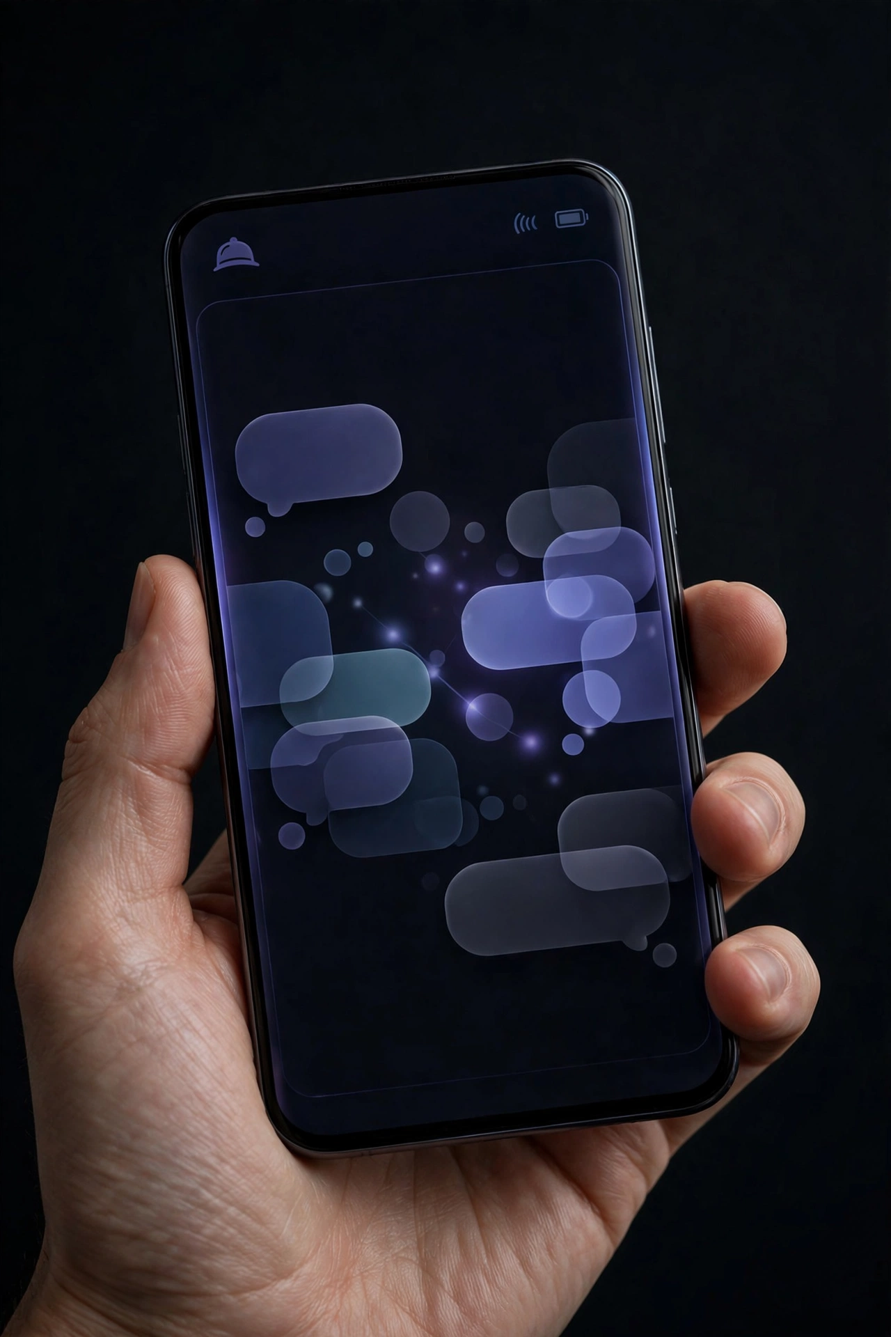 Smartphone in private browsing mode used for anonymous AI chat