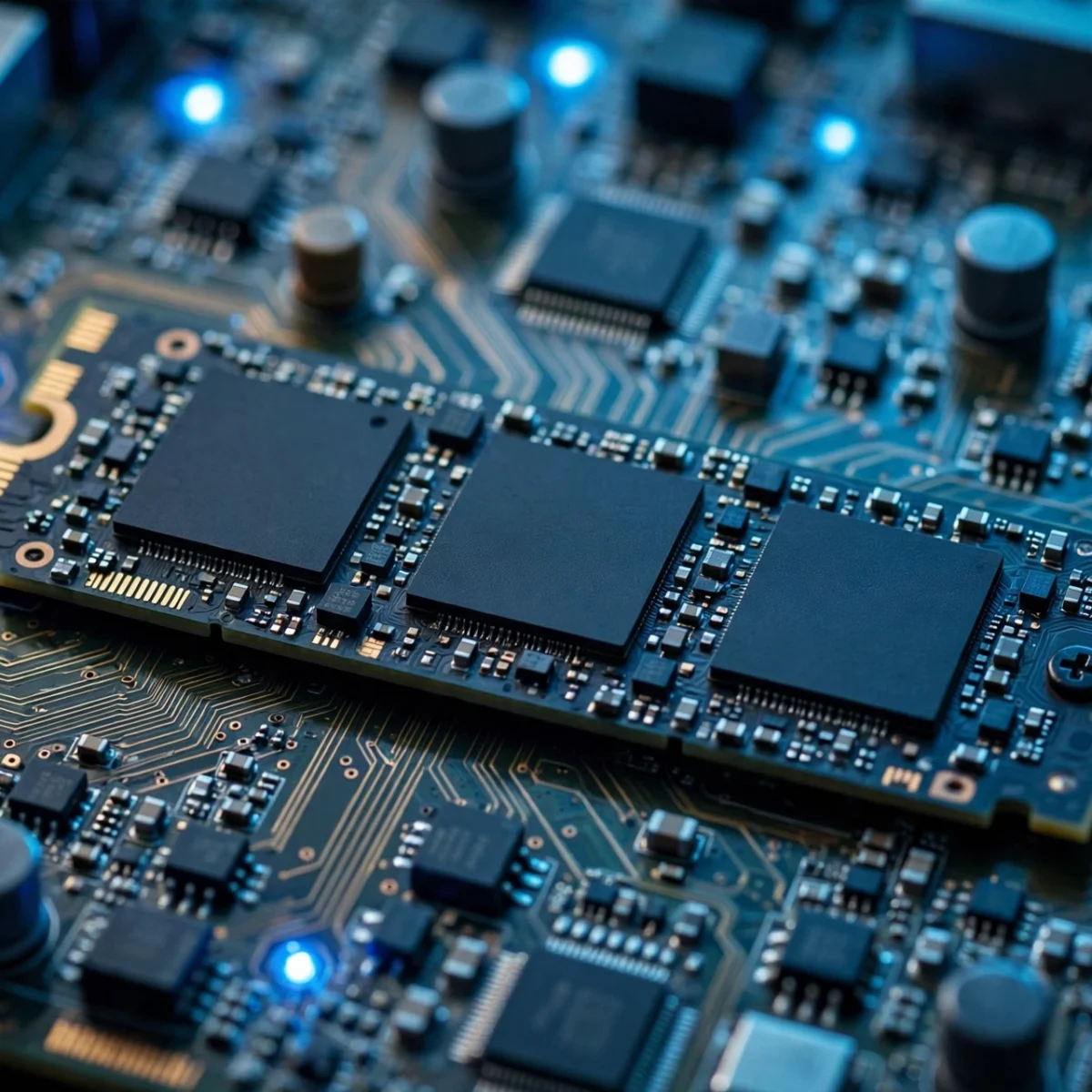 NVMe M.2 SSD mounted on a computer motherboard