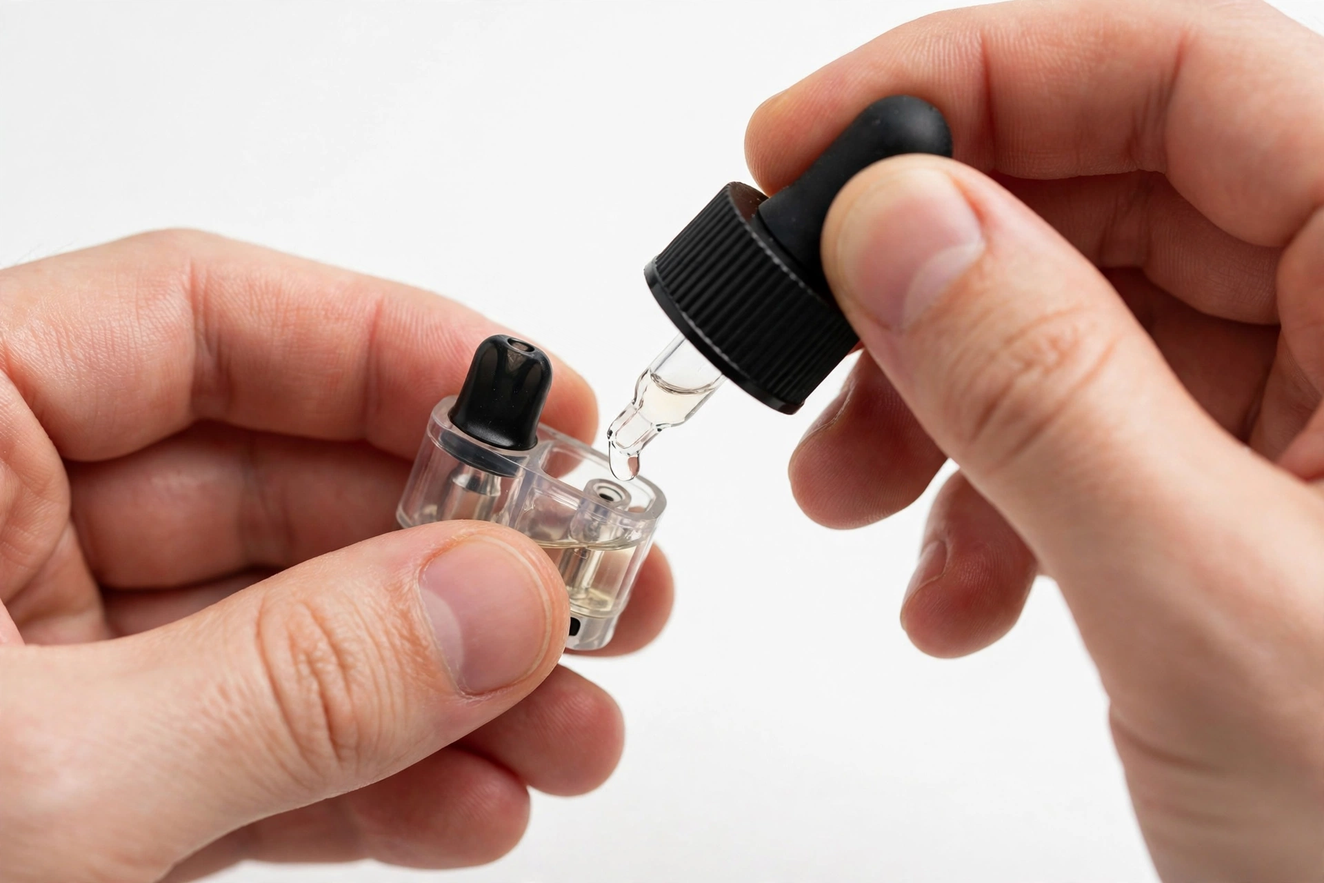 Refilling a reusable vape pod with e-liquid