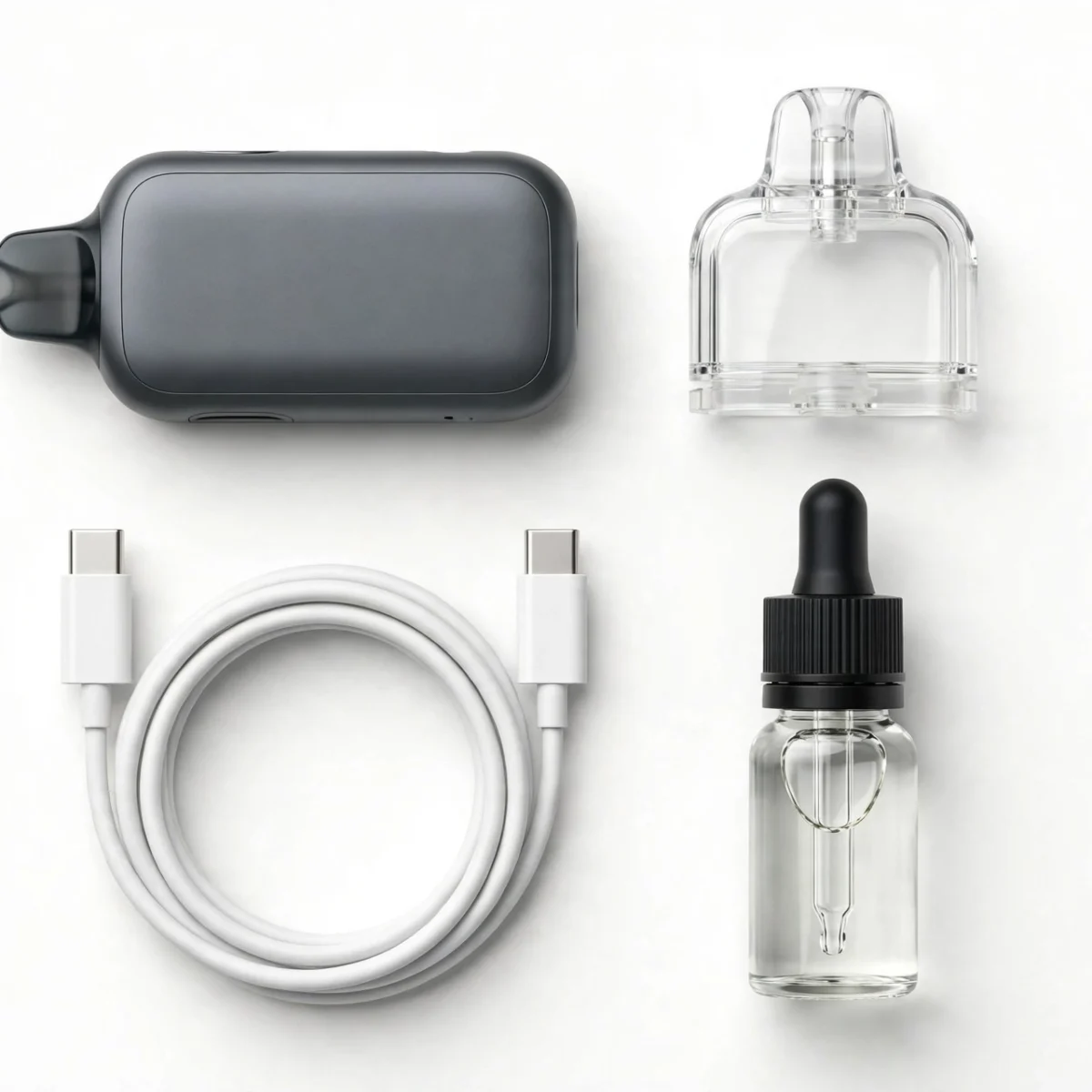 Beginner vape starter kit flat lay for choosing a first vape kit
