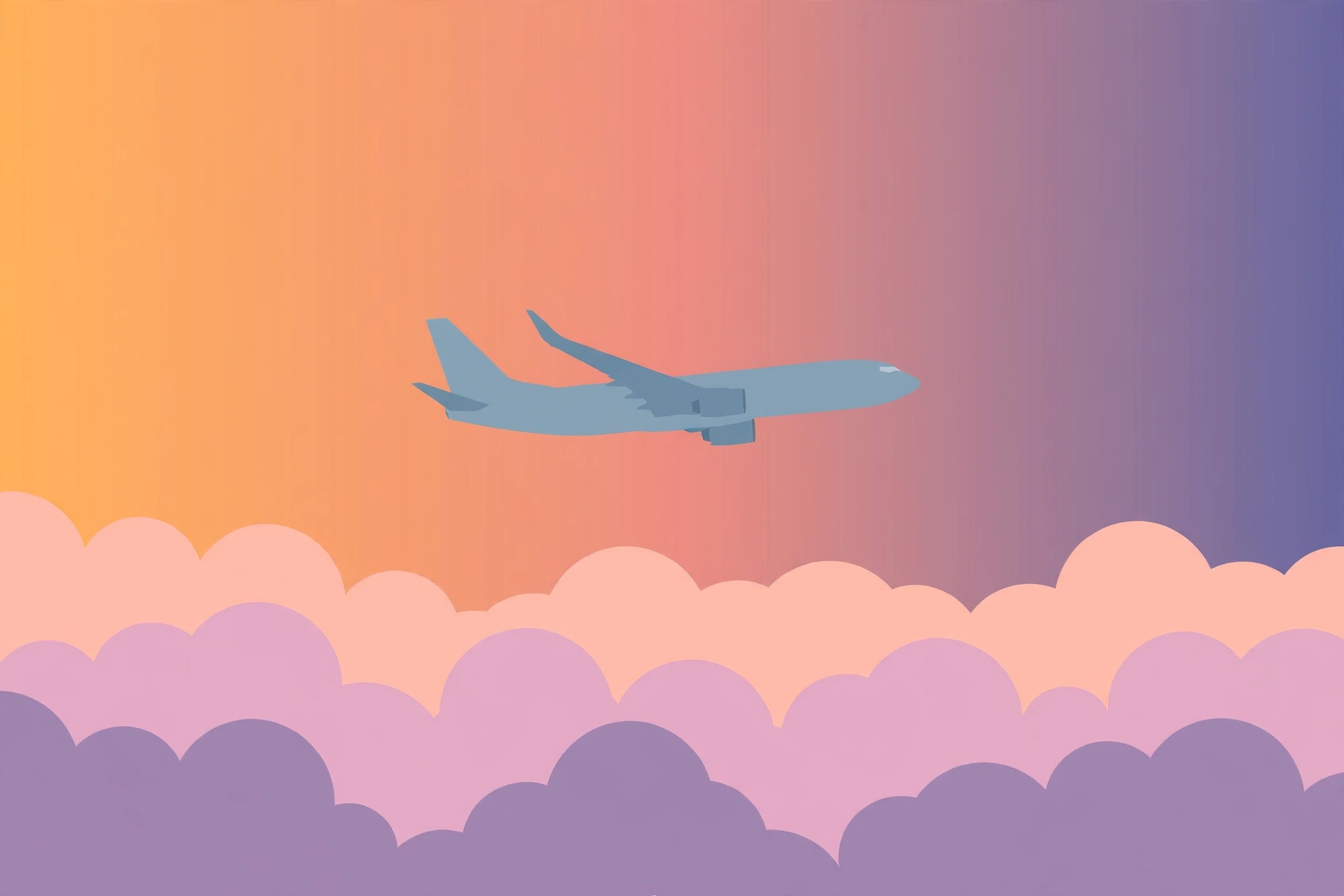 Airplane flying above clouds at sunset illustrating budget air travel