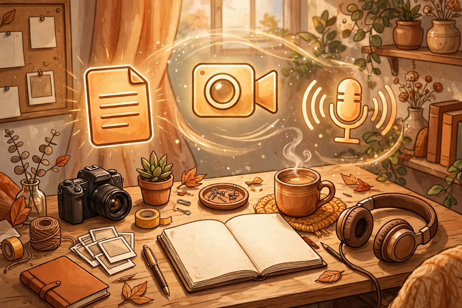 What is content marketing illustrated with blog video and podcast icons