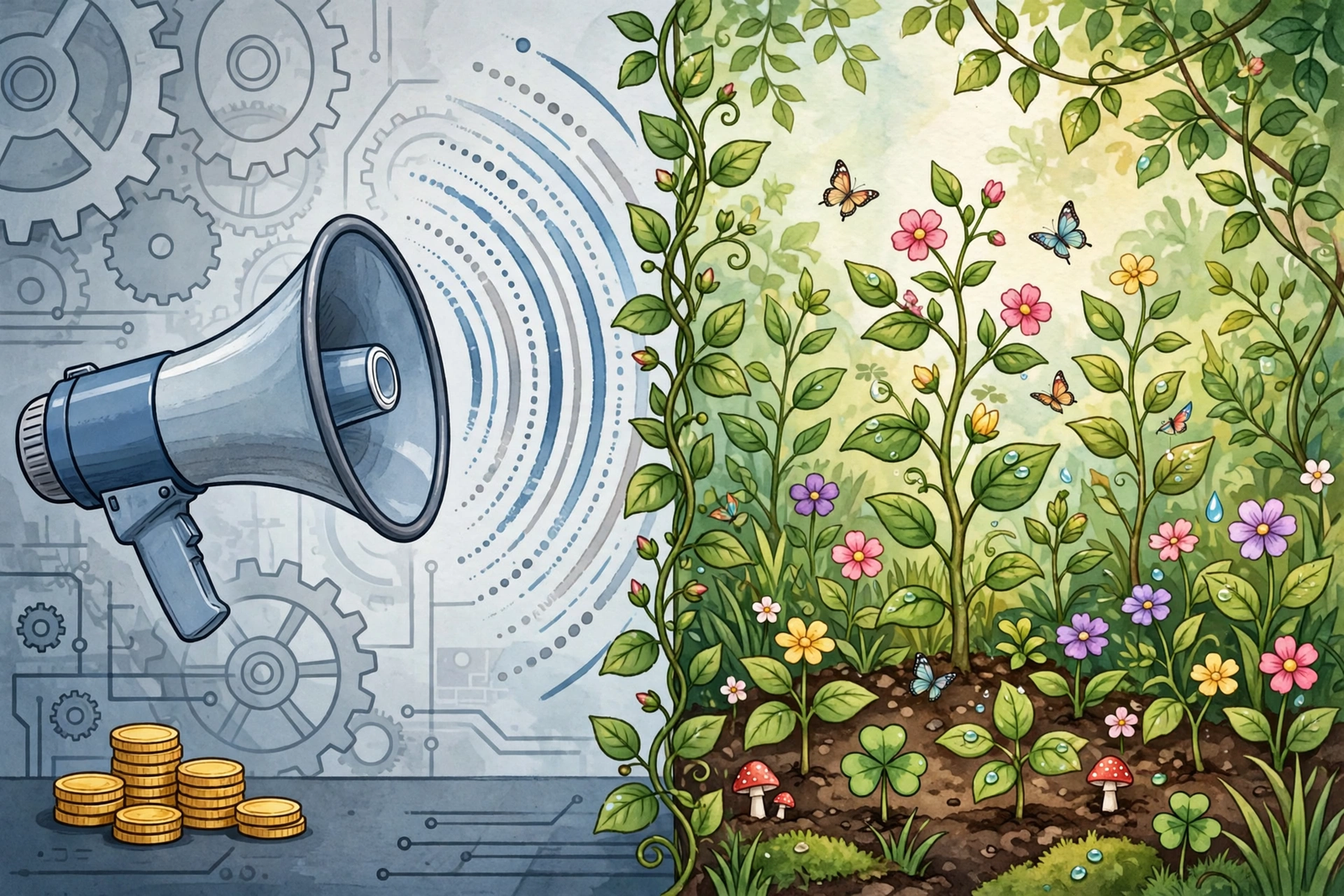 Content marketing compared with advertising as a growing garden
