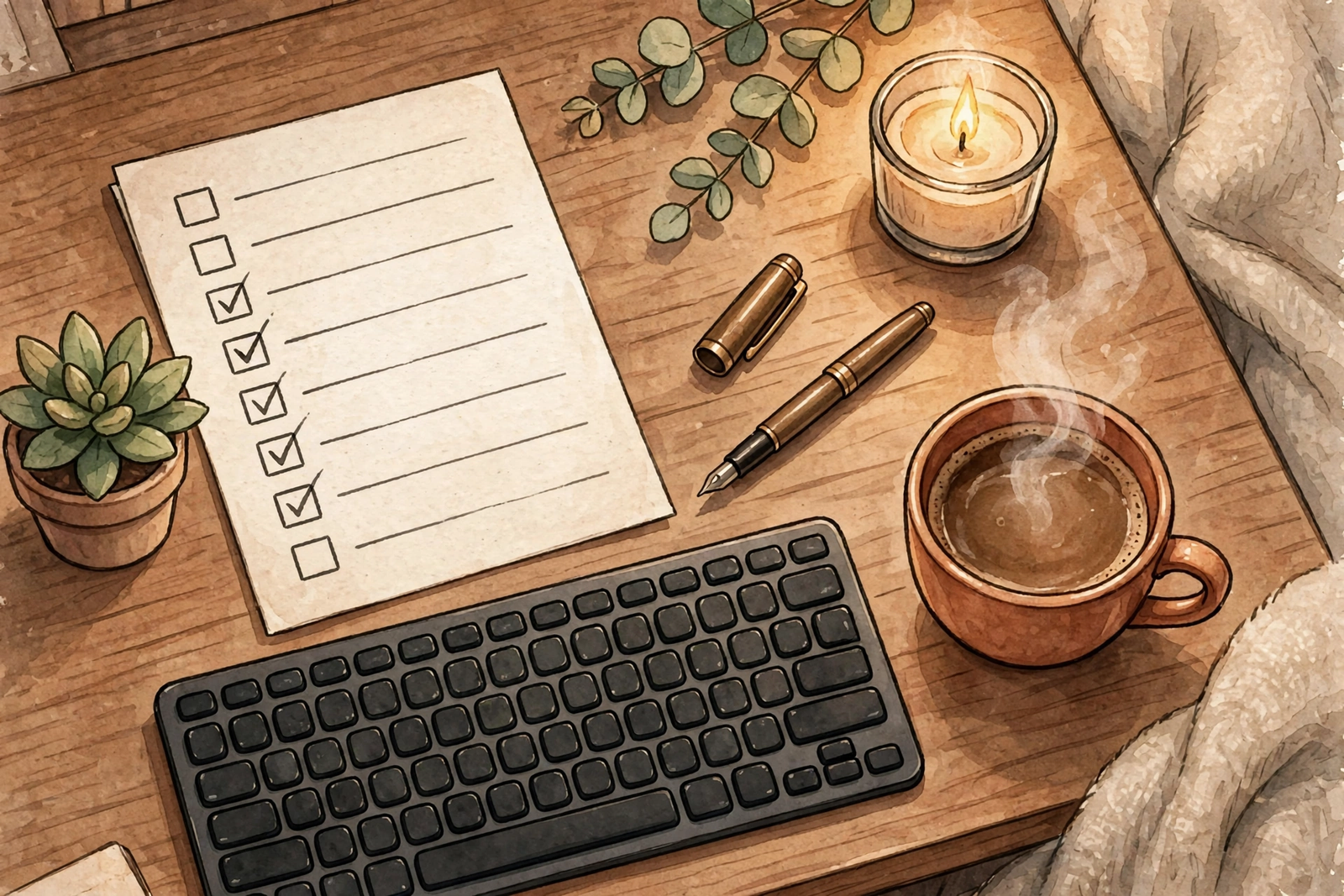 SEO copywriting checklist on a writer's desk