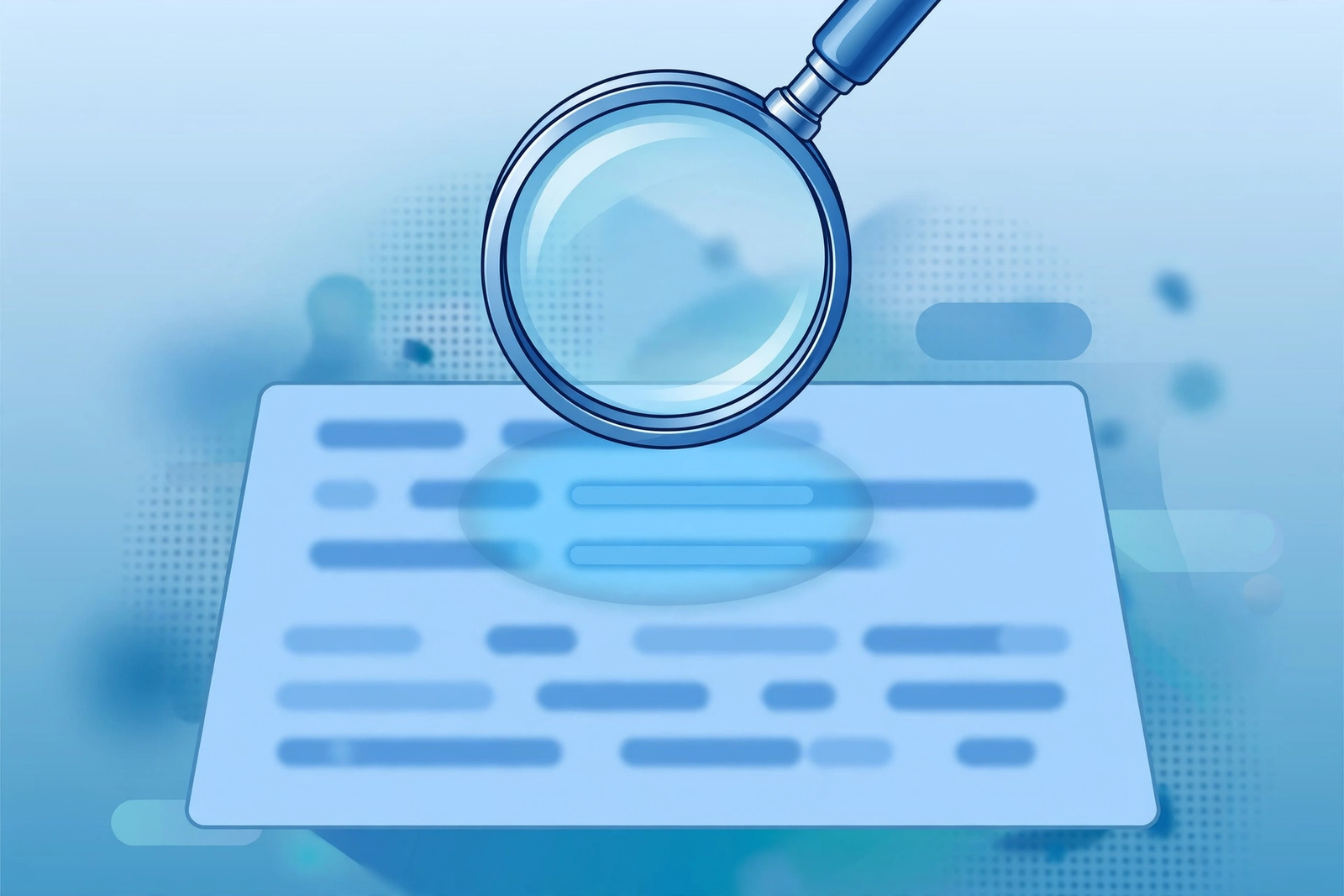 Magnifying glass examining a search snippet