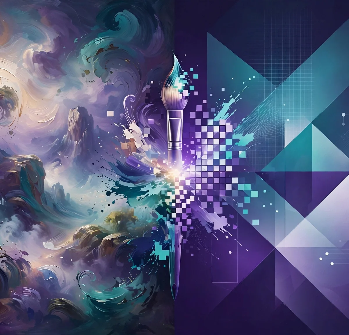 Midjourney vs DALL-E comparison 2026: abstract illustration of two AI image generation art styles