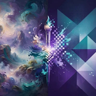 Midjourney vs DALL-E comparison 2026: abstract illustration of two AI image generation art styles