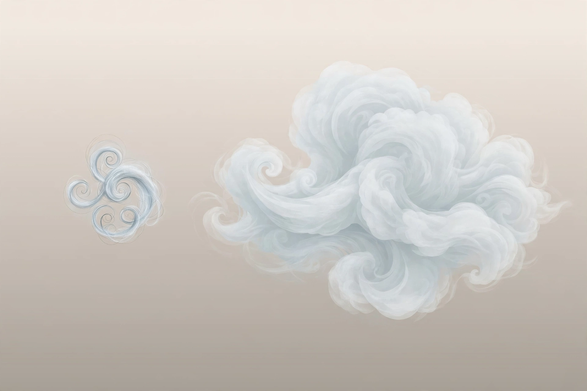Illustration comparing a small tight vapor wisp with a large billowing cloud for MTL vs DTL airflow