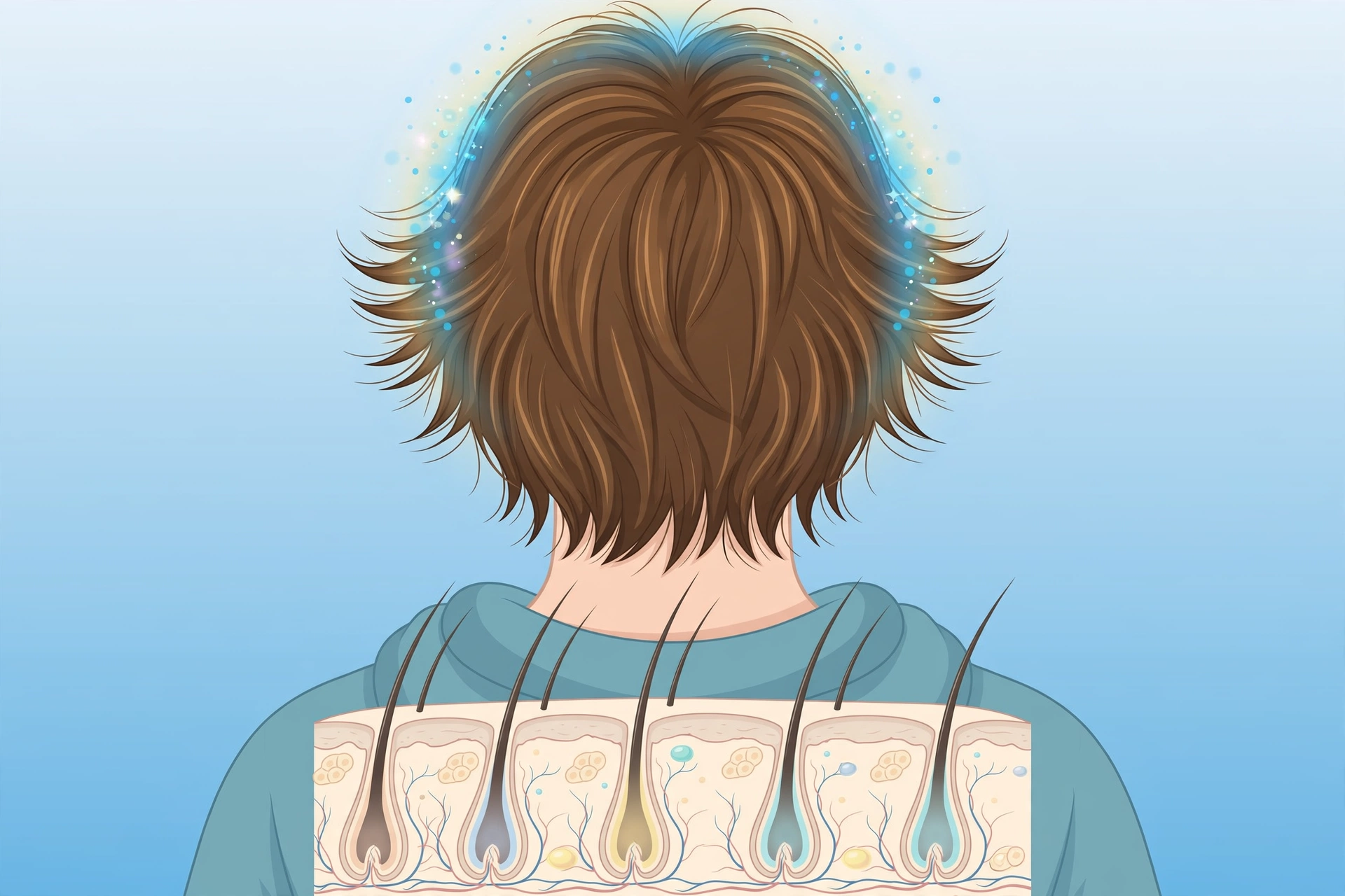 PRP hair transplant results: healthy thick hair regrowth illustration