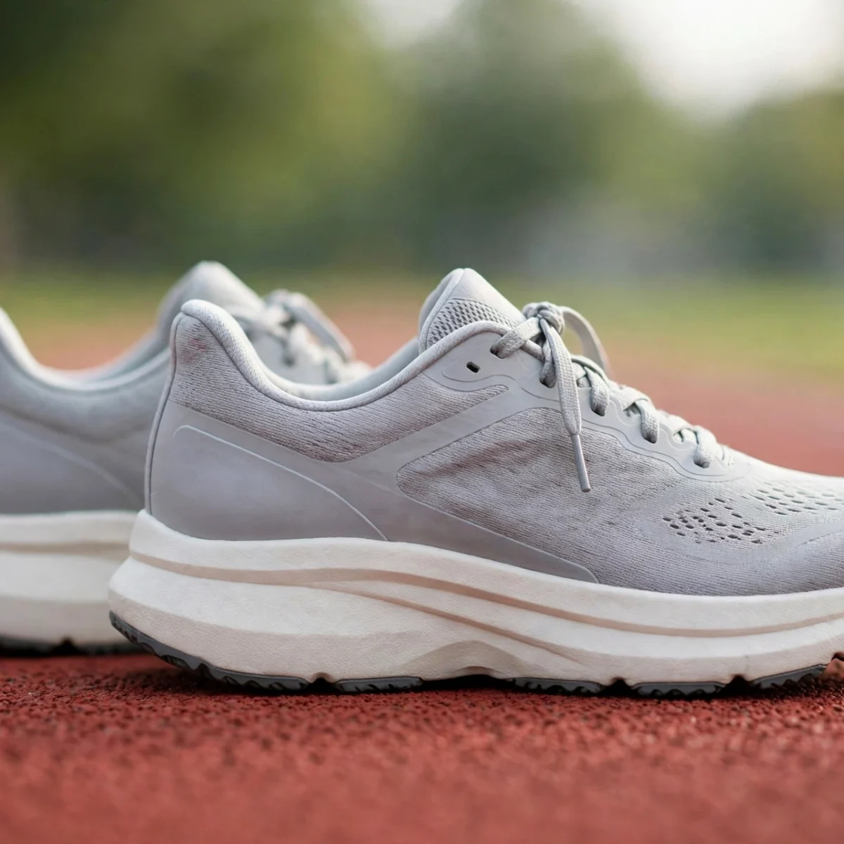 How to choose running shoes for beginners: pair of running shoes on an athletic track
