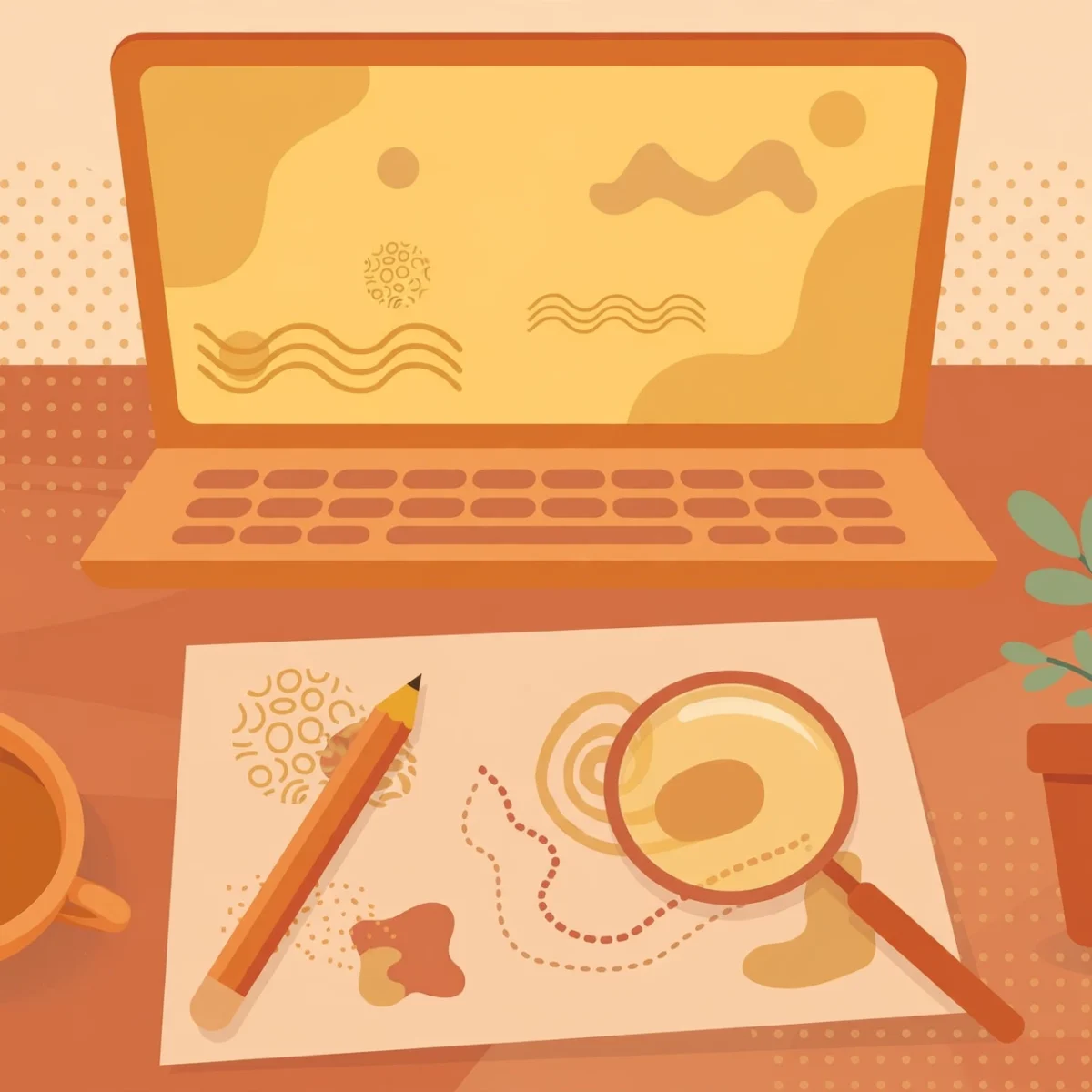 SEO copywriting tips illustrated on a writer's desk
