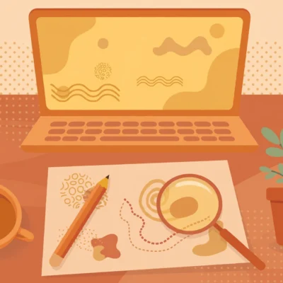 SEO copywriting tips illustrated on a writer's desk