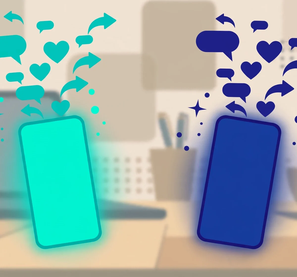 Threads vs X for creators comparison illustration with two smartphones