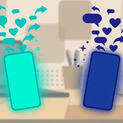 Threads vs X for creators comparison illustration with two smartphones