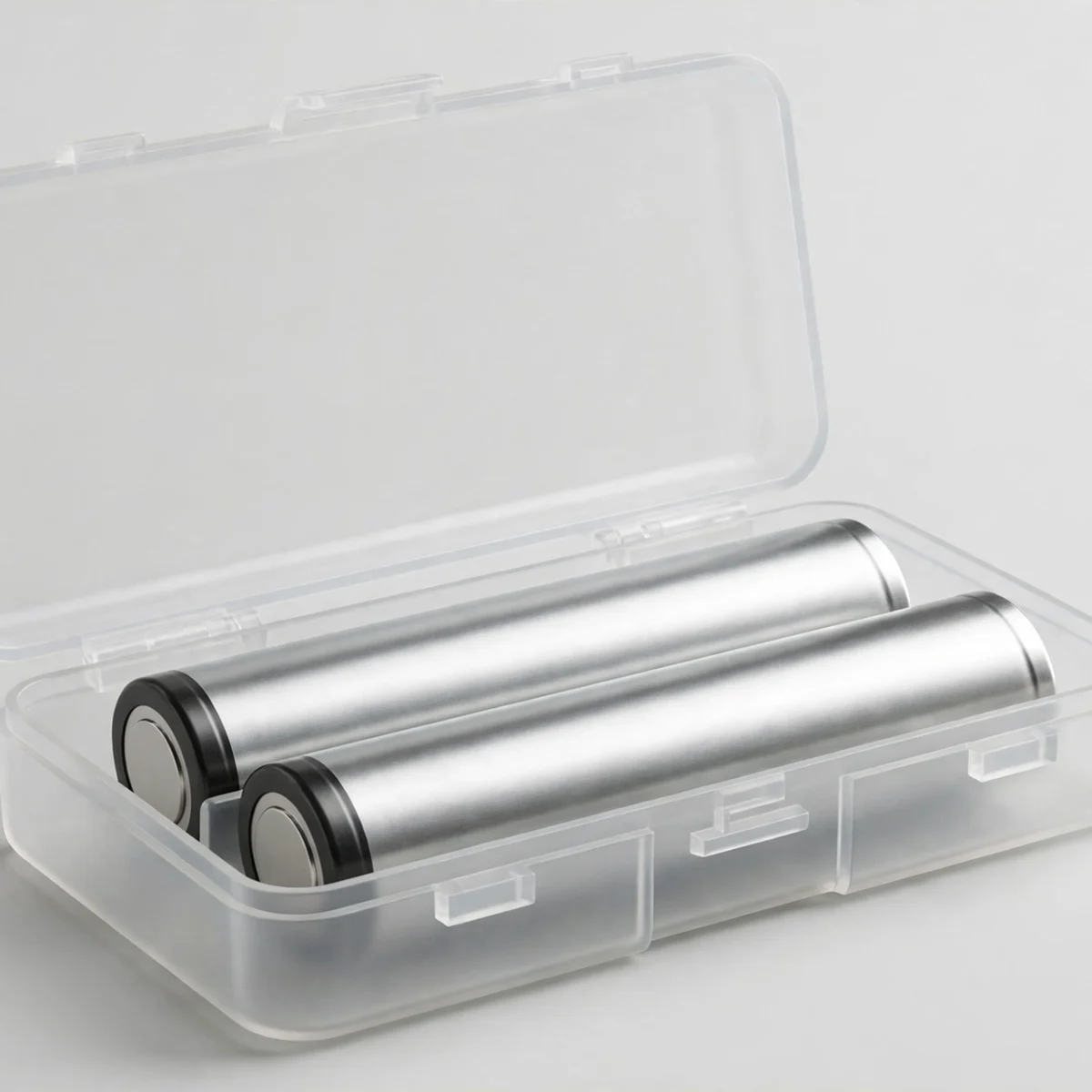 Vape batteries stored safely inside a protective plastic battery case