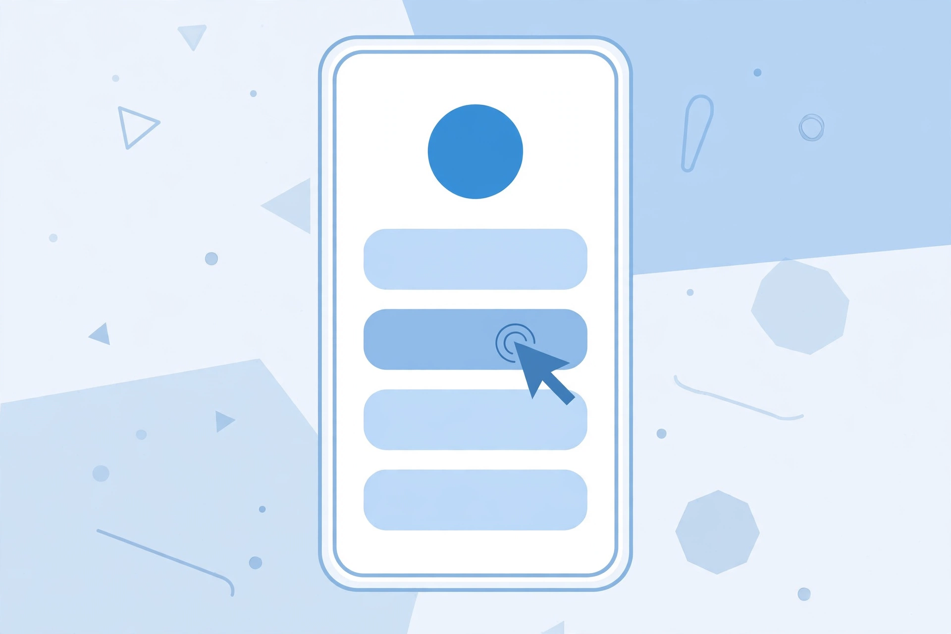 Illustration of a smartphone displaying a link-in-bio landing page with tappable button blocks
