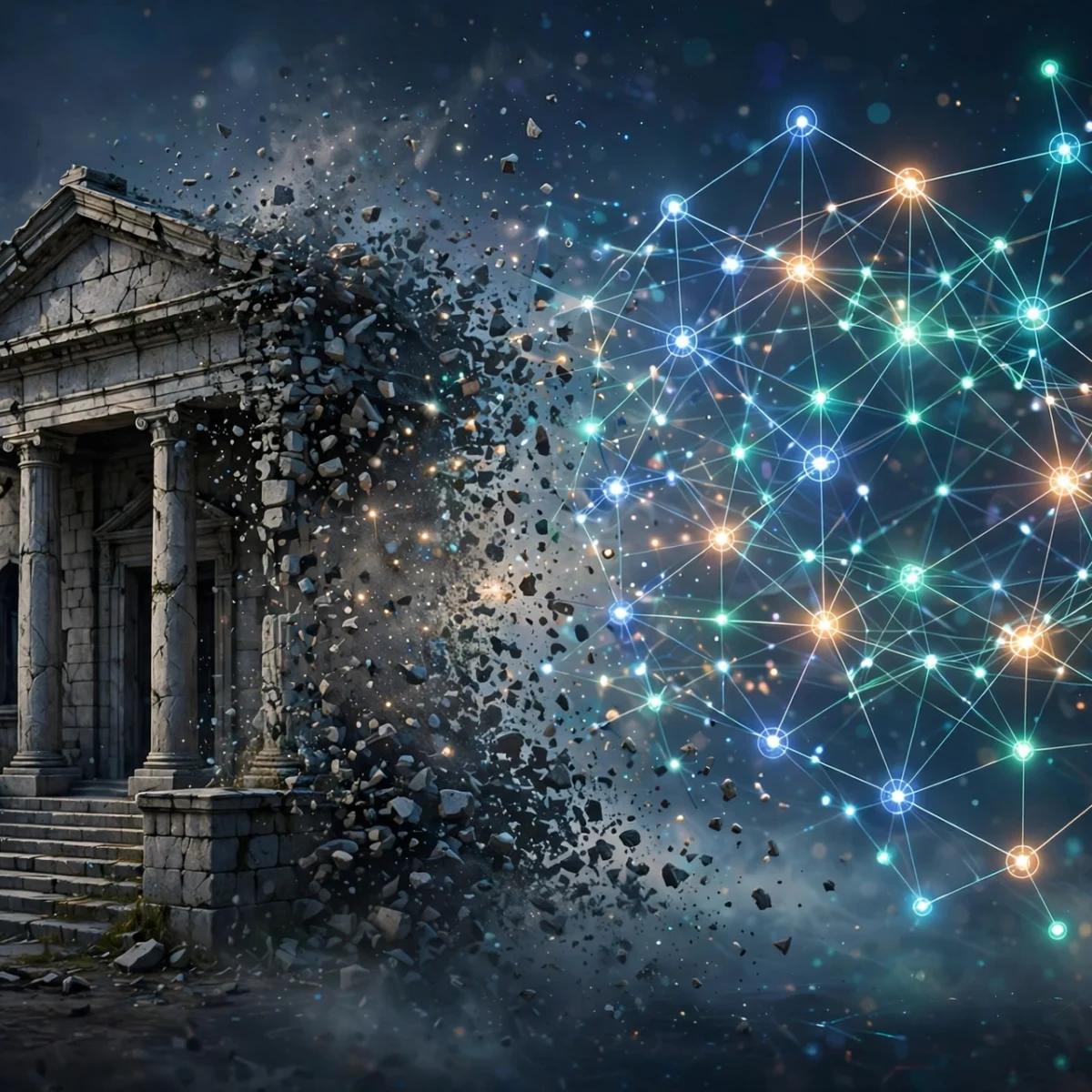 What is DeFi explained with decentralized finance blockchain illustration