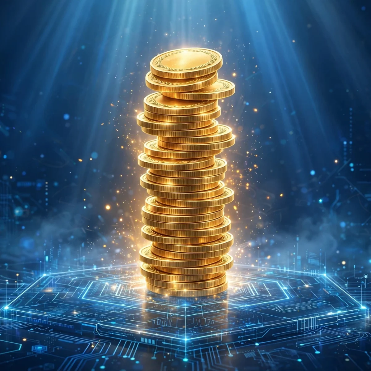What is staking in crypto explained with stacked coins earning rewards