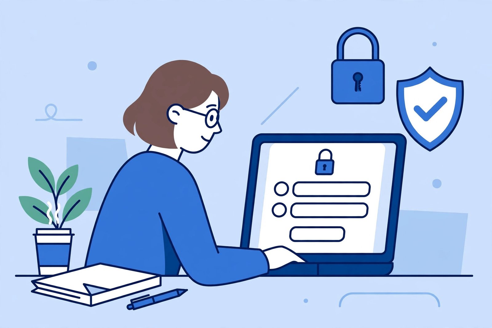 Employee opening a secure work portal sign-in screen on a laptop