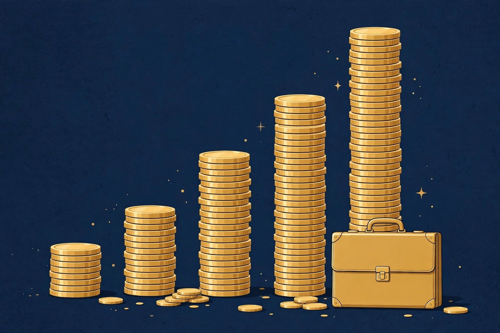 Illustration of wealth and investment growth, representing Roberta Bobbi Raffel's estimated net worth