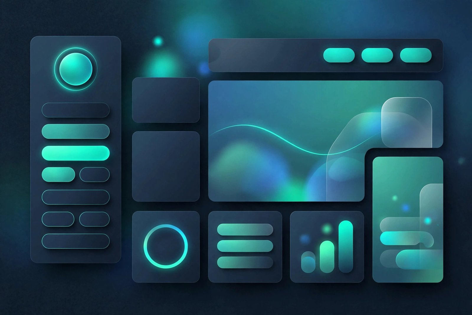 Abstract cyanova color study with blue-green gradients representing the cyanova design concept