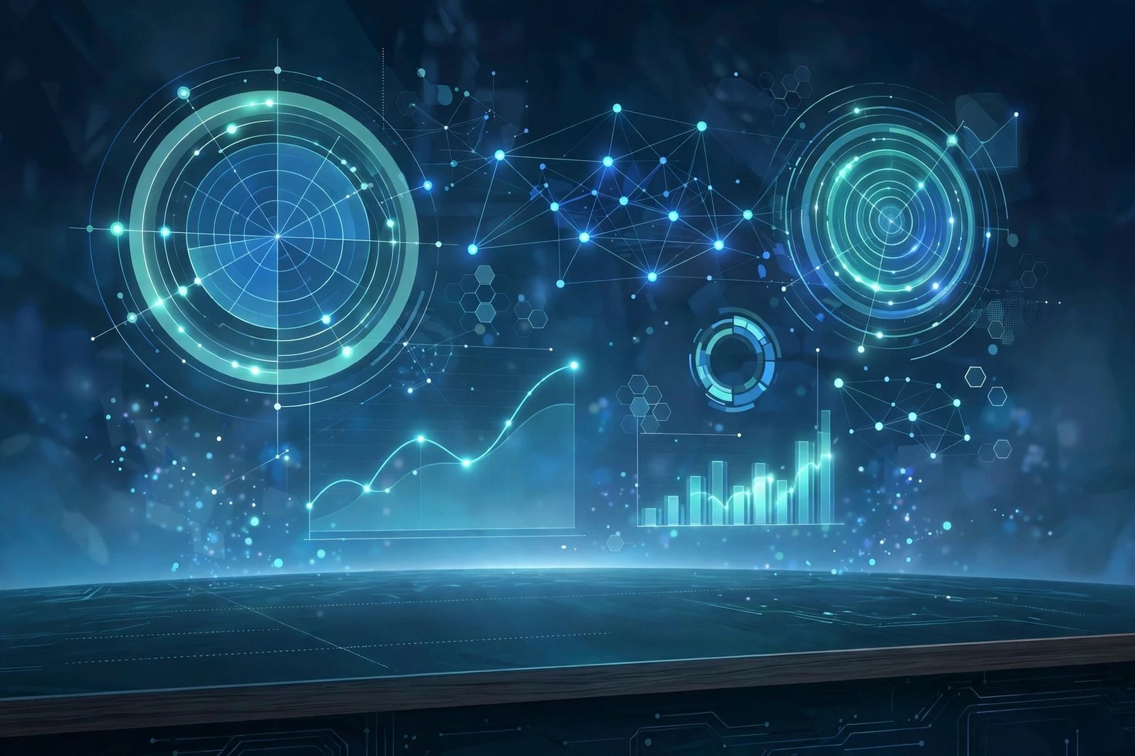 Futuristic trend radar illustration showing connected technology signals and emerging trend lines