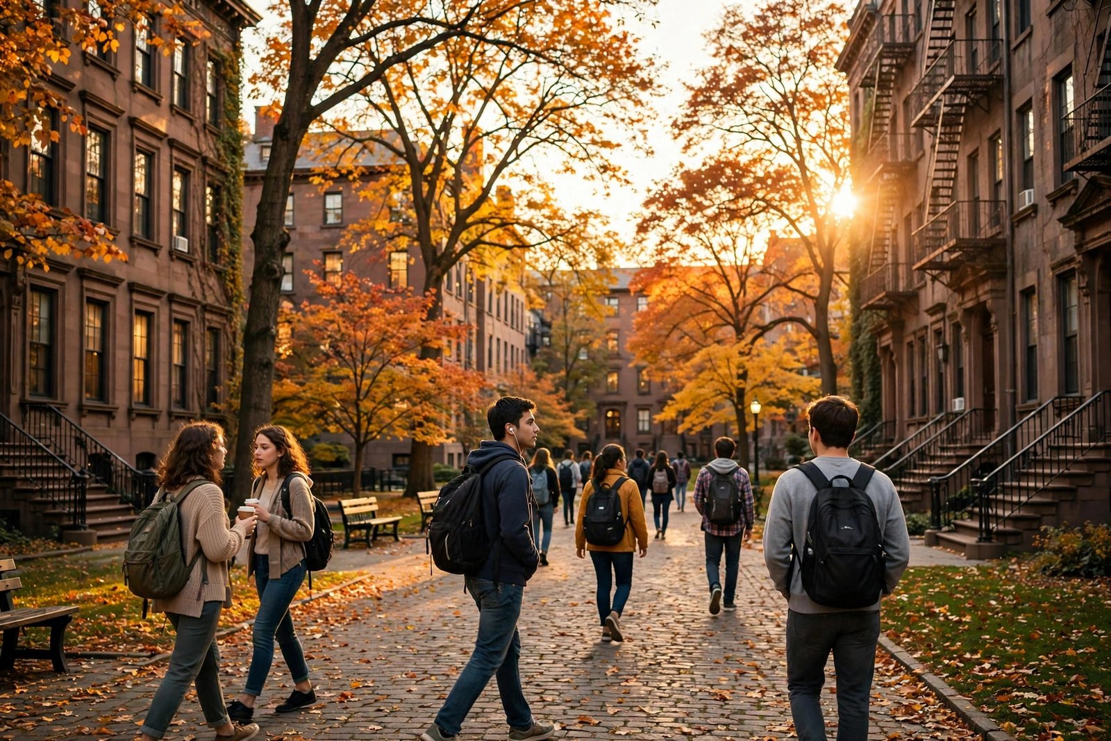 New York City college campus at golden hour, where Julian Ali Rapaport began college in 2018