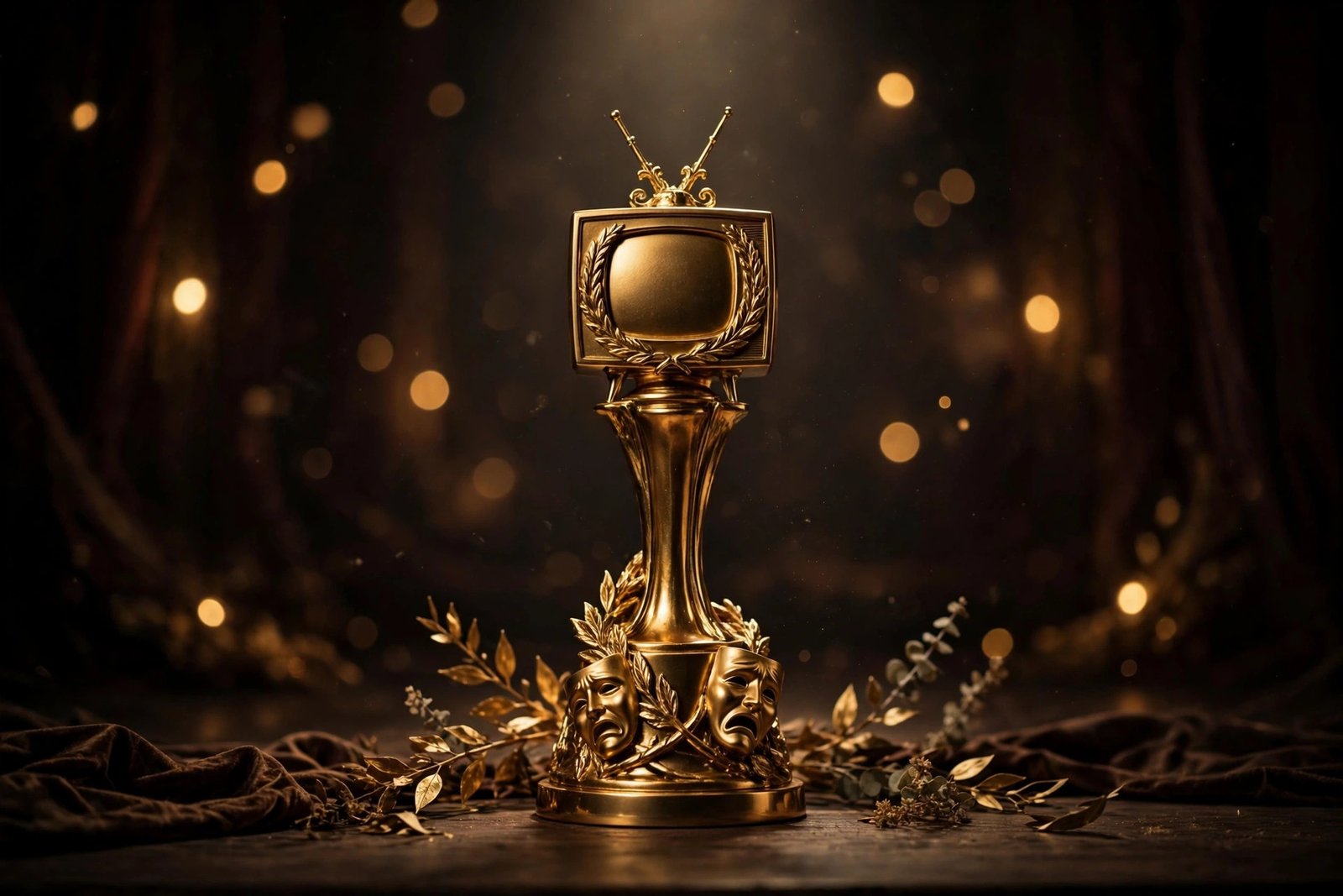 Golden television award trophy on a dark stage, symbolizing the Gilliland-Smart family acting legacy
