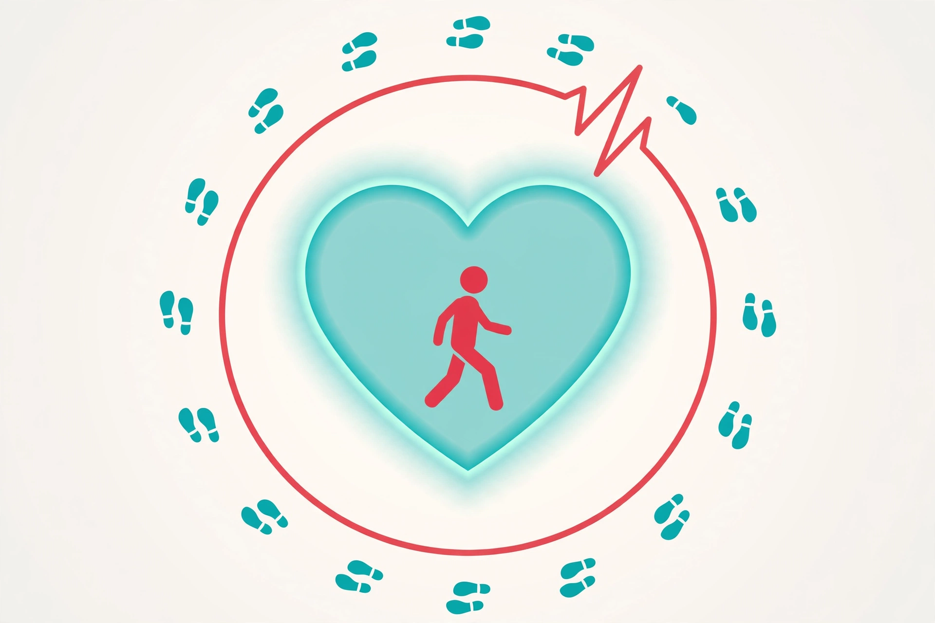 Illustration of heart health benefits from walking 10,000 steps