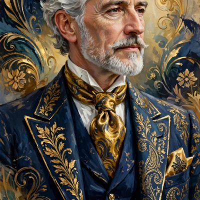 Stylized digital illustration portrait inspired by luxury magnate for Bernard Arnault net worth 2026