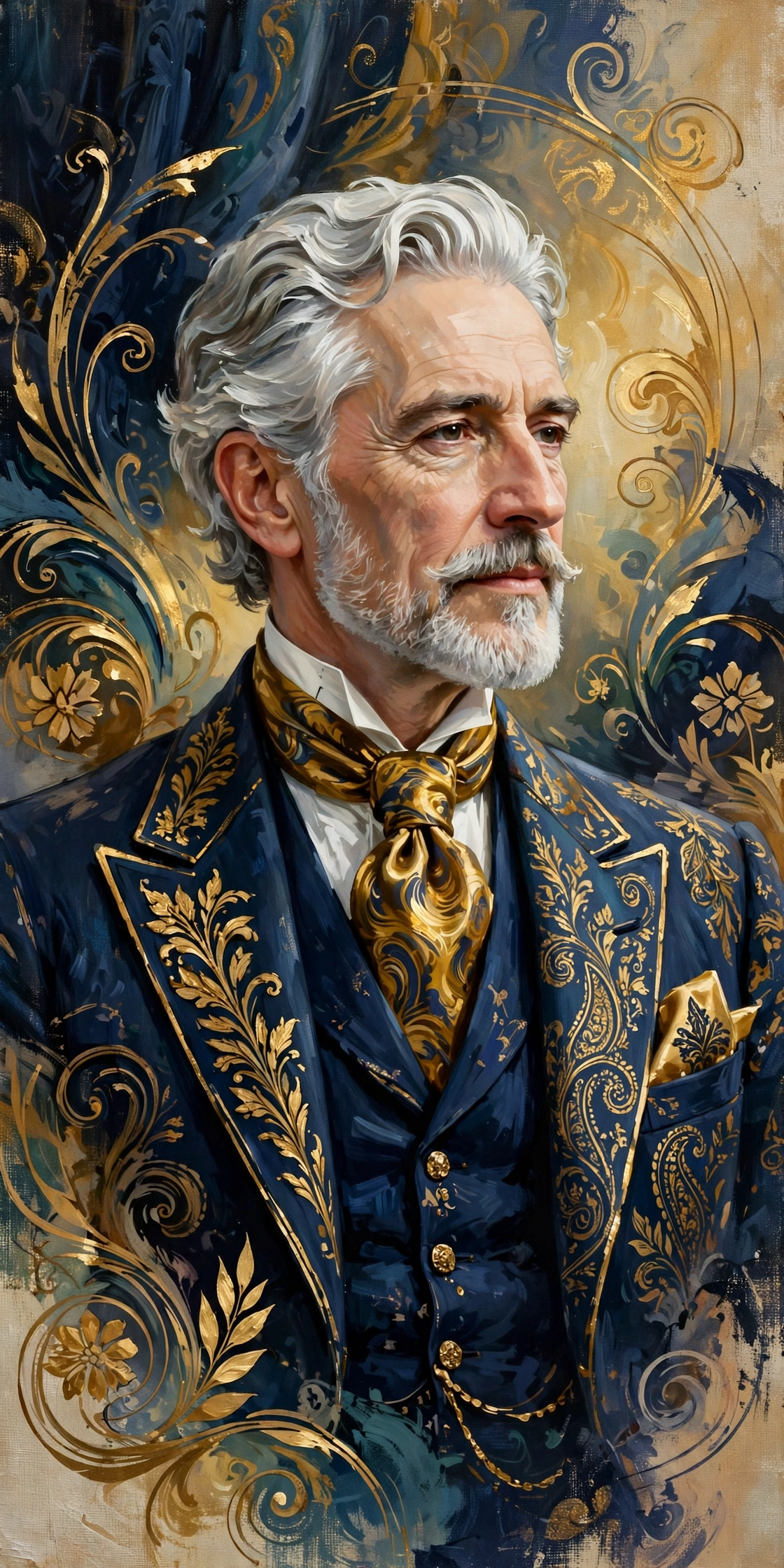 Stylized digital illustration portrait inspired by luxury magnate for Bernard Arnault net worth 2026