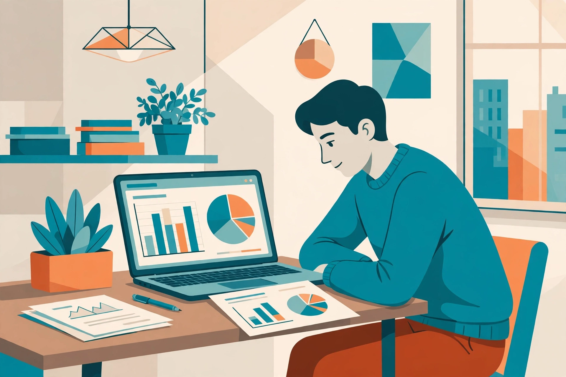 Small business accounting dashboard with financial reports illustration