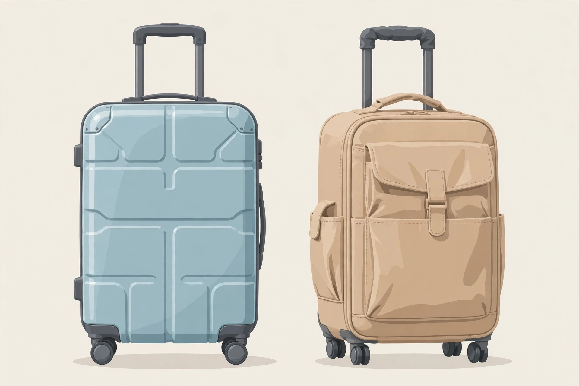 Hardside vs softside carry on suitcases compared side by side