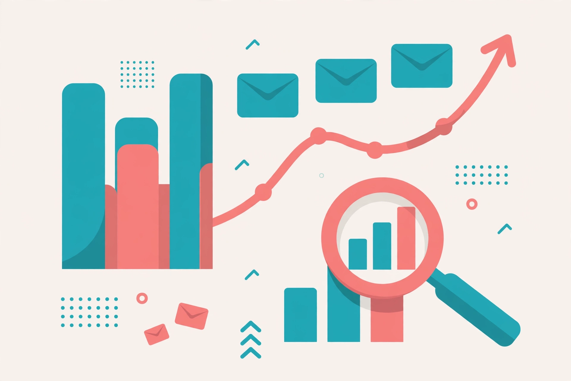 Illustration of email automation workflows, templates, and analytics dashboards
