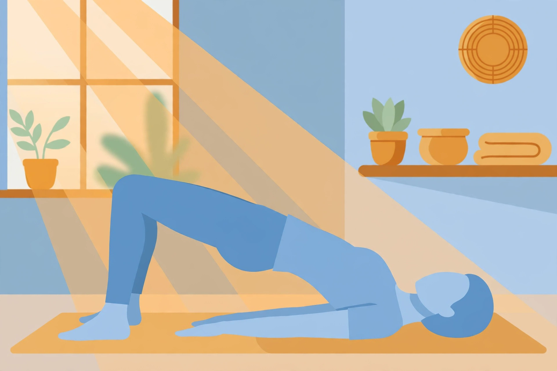 Illustration of glute bridge exercise strengthening glutes and lower back muscles