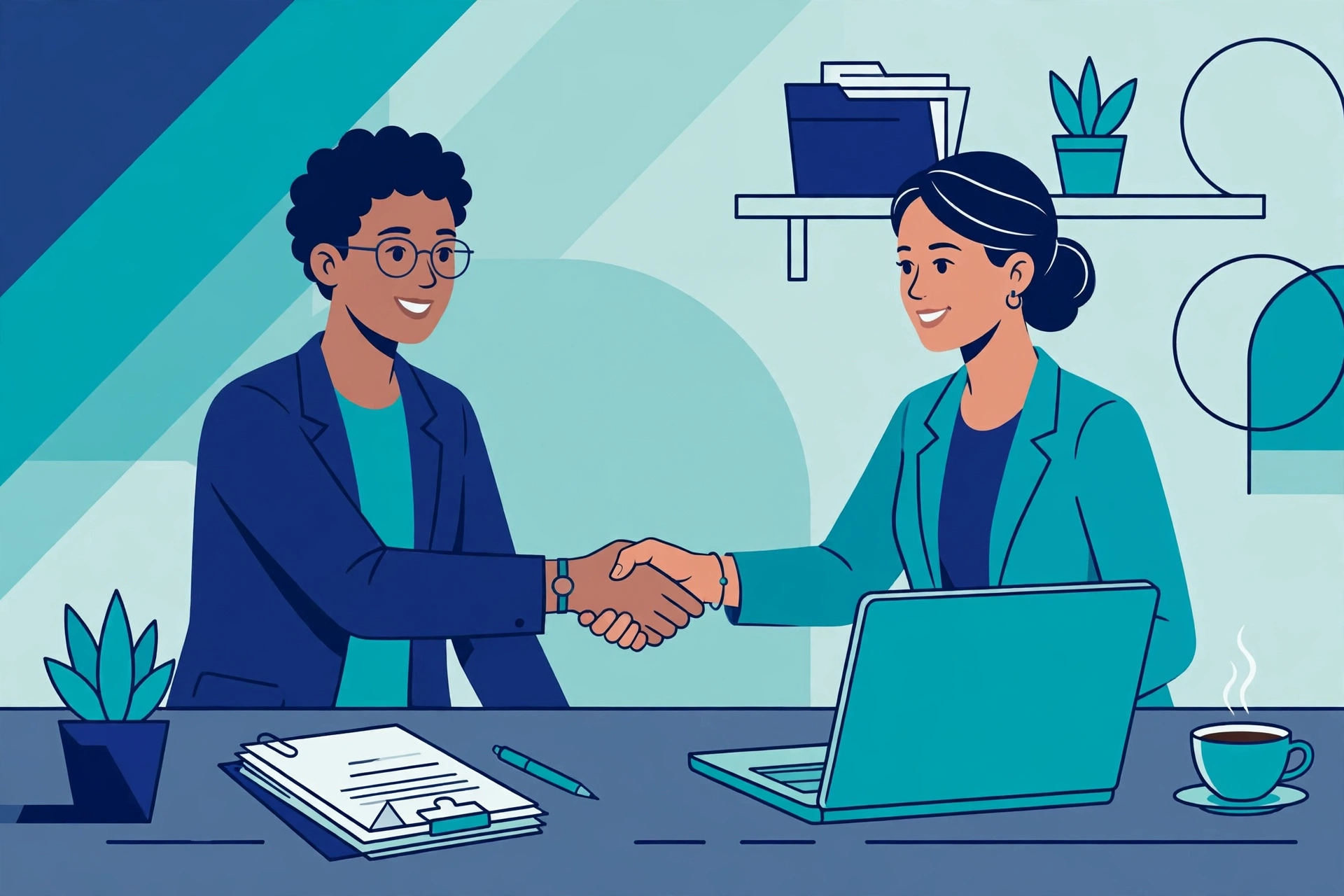 Business formation advisor handshake illustration