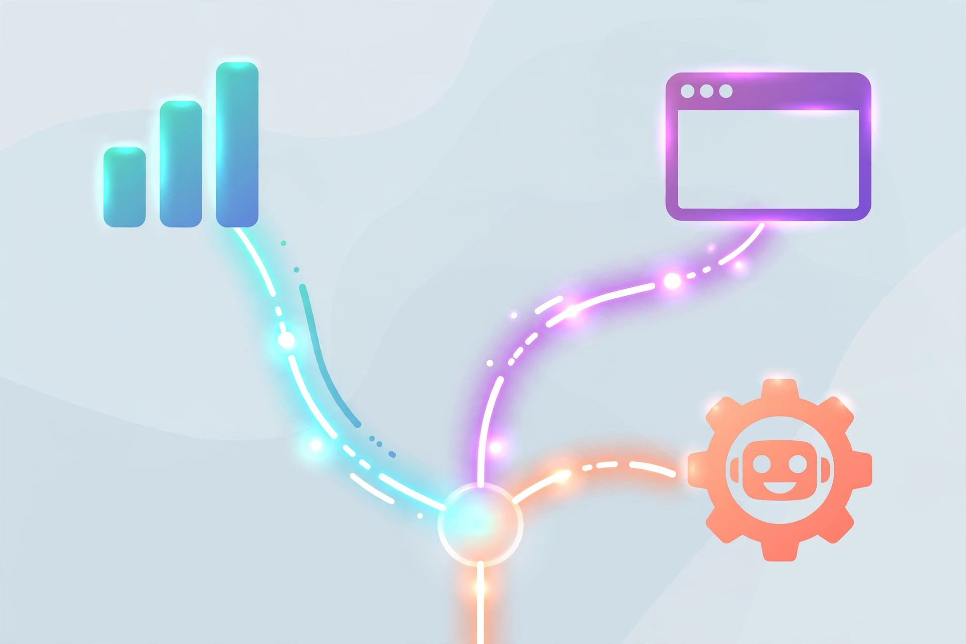 Abstract glowing paths to data, web and automation icons symbolizing choosing the right Python course