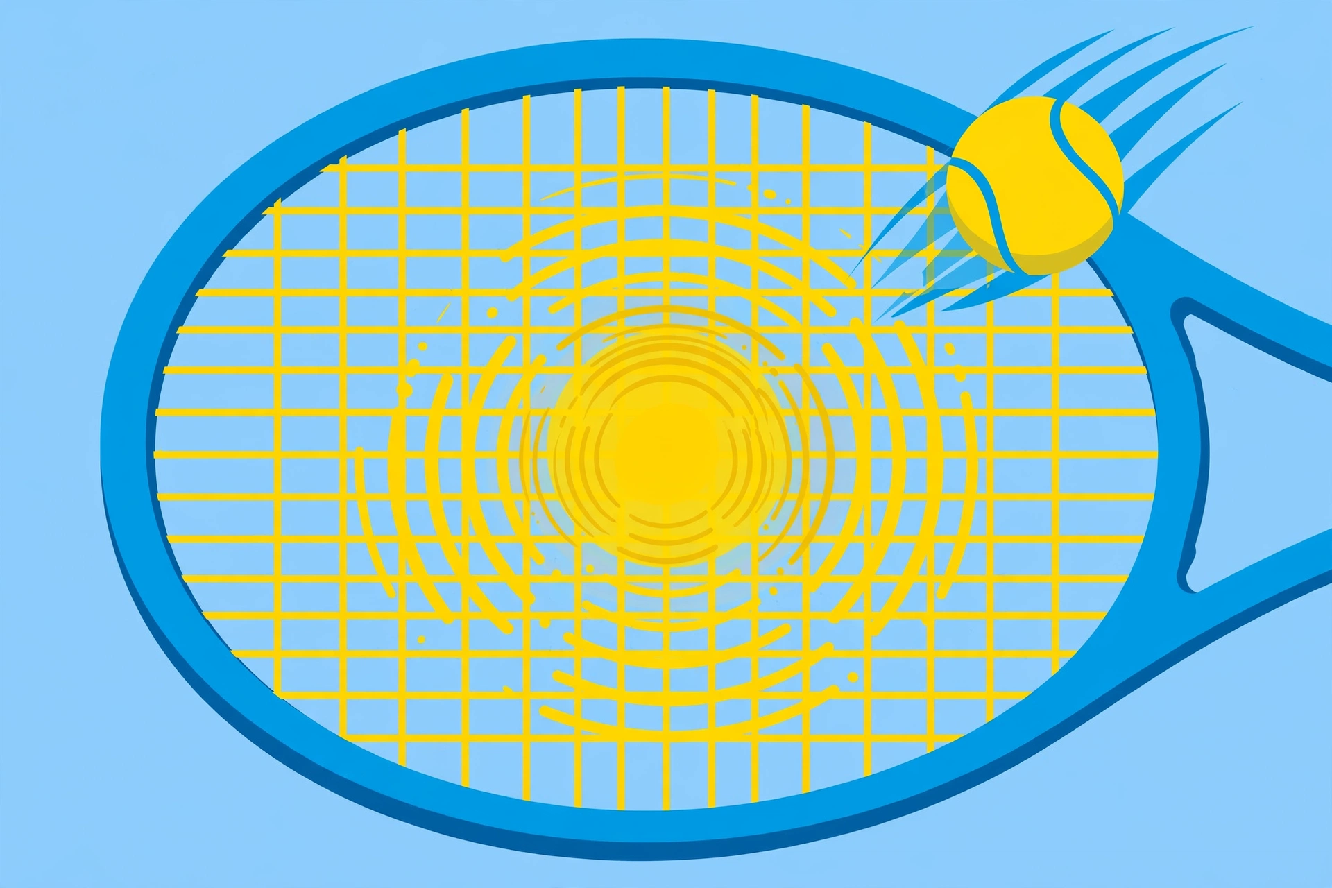Illustration of a tennis racket head highlighting the large sweet spot for beginner players