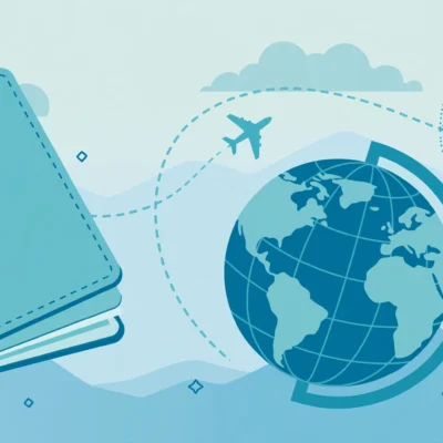 Travel insurance documents, passport and globe representing international trip coverage 2026