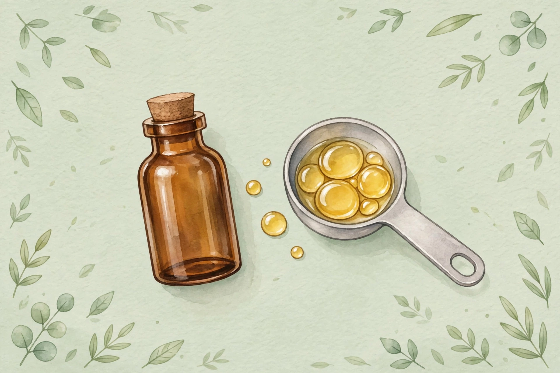 Amber CBD oil bottle with measuring spoon showing how to measure milligrams per serving