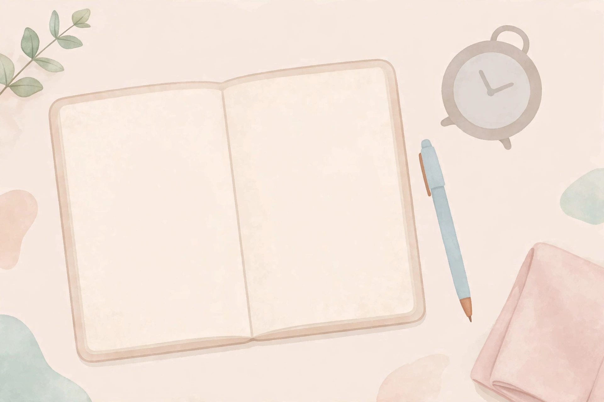 Open notebook with pen and clock illustrating tracking CBD servings in a dosing journal