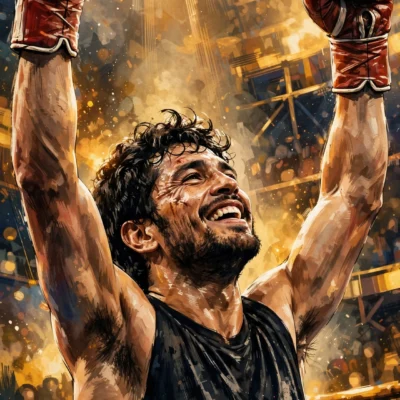 Stylized digital illustration portrait inspired by a champion boxer for Floyd Mayweather net worth 2026