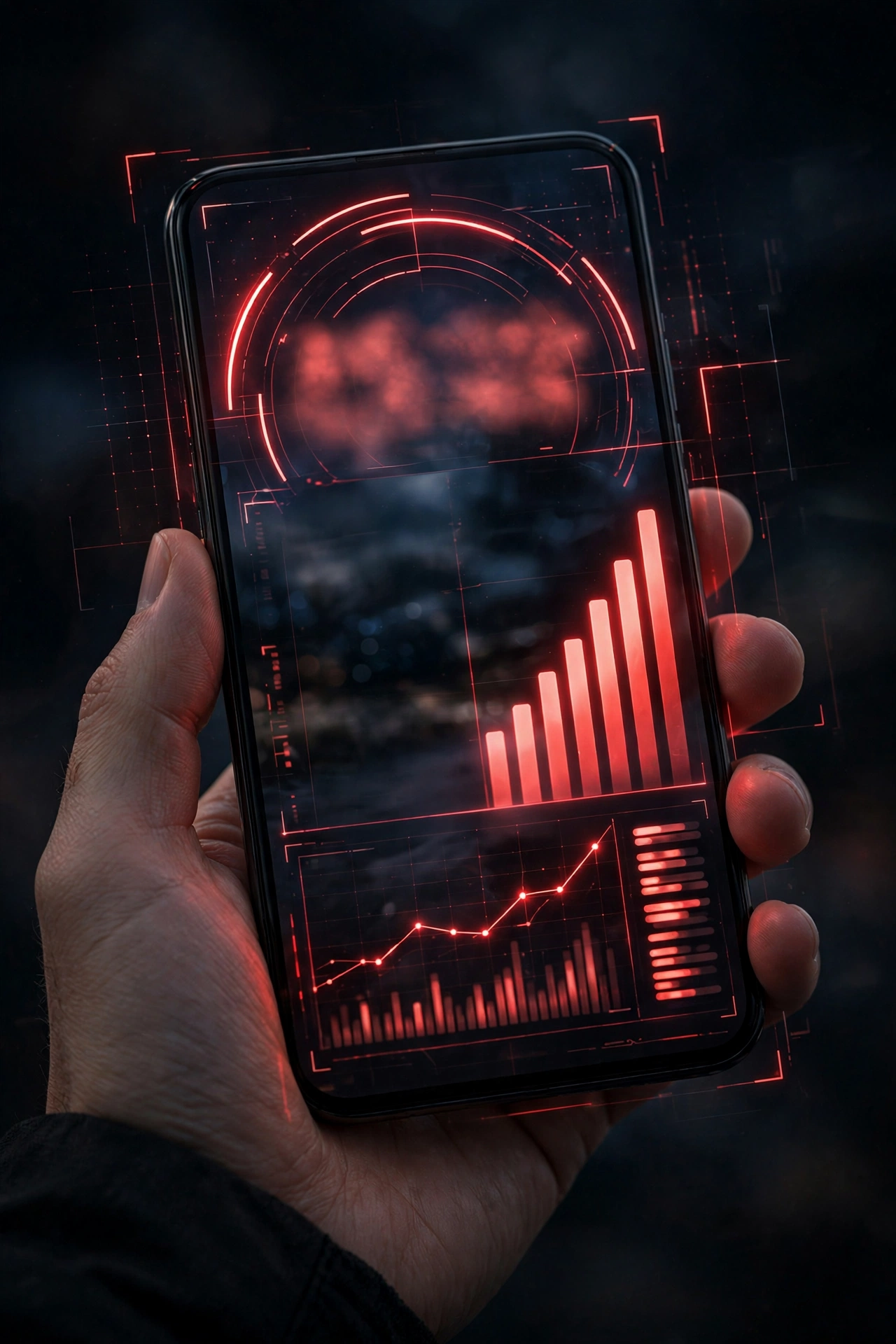 Smartphone showing YouTube Shorts feed with analytics overlay illustrating RPM earnings per million views