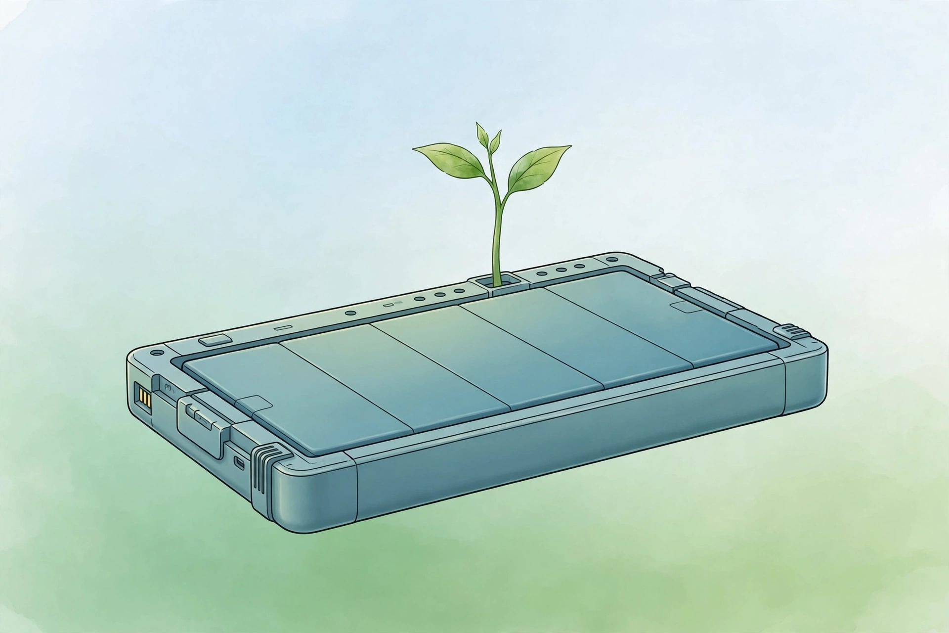Battery with green leaf symbolizing tips to preserve laptop battery health in Windows 11